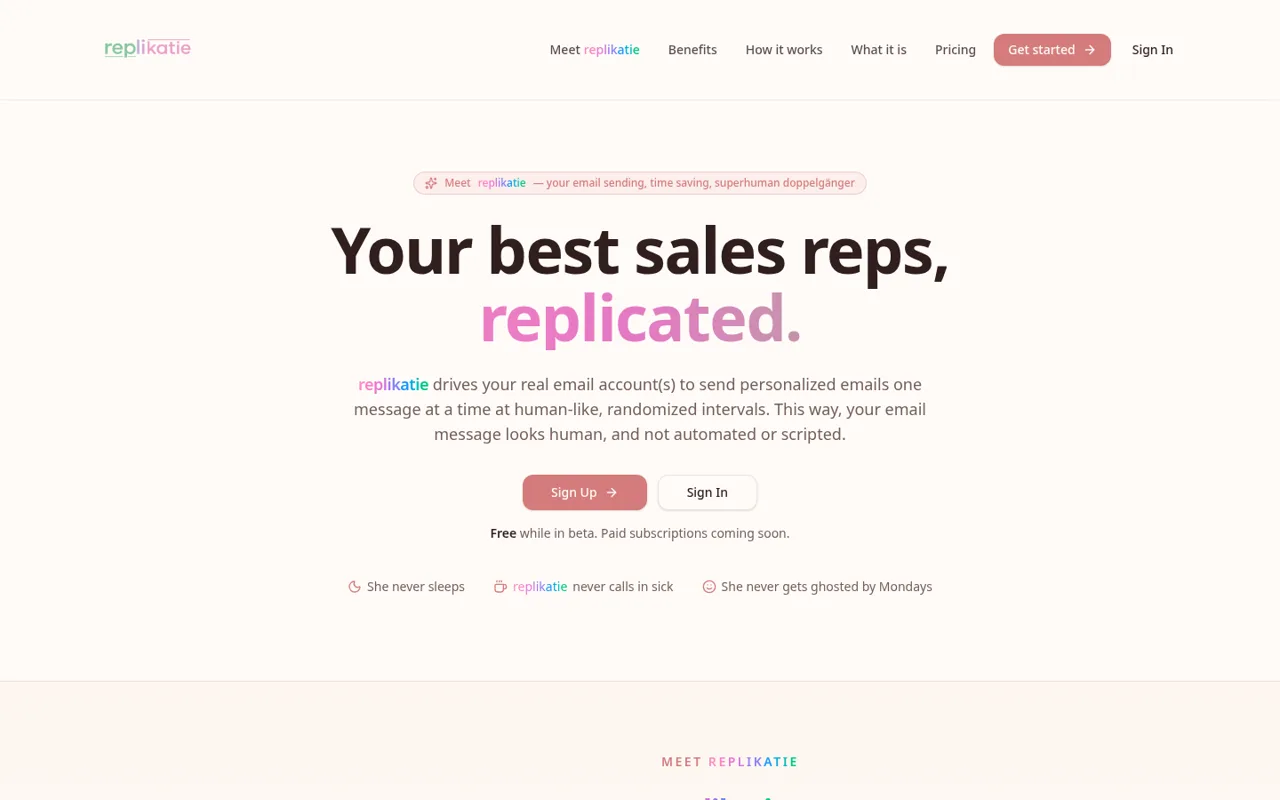 Replikatie overview introducing personalized email sending from a real inbox