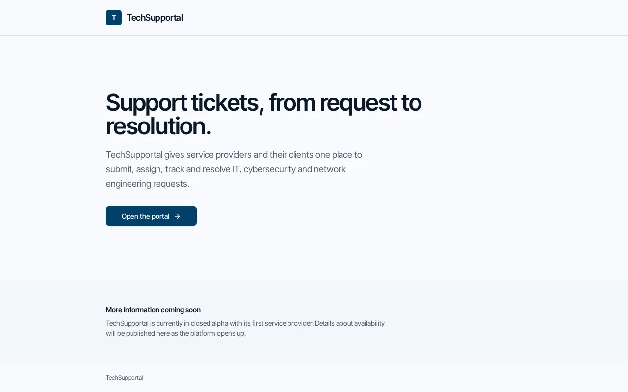 Tech Supportal overview introducing support tickets, from request to resolution